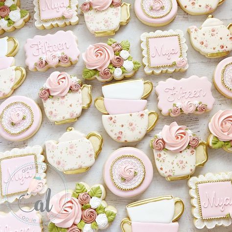 Yea Party First Birthday, 50th Tea Party Birthday, 50th Birthday Tea Party Ideas, Yea For Two Birthday Theme, Tea Party For 2nd Birthday, Tea Party Cookie Ideas, Tea Party Themed Cookies, Yea Party Cupcakes, Tea Party 5th Birthday