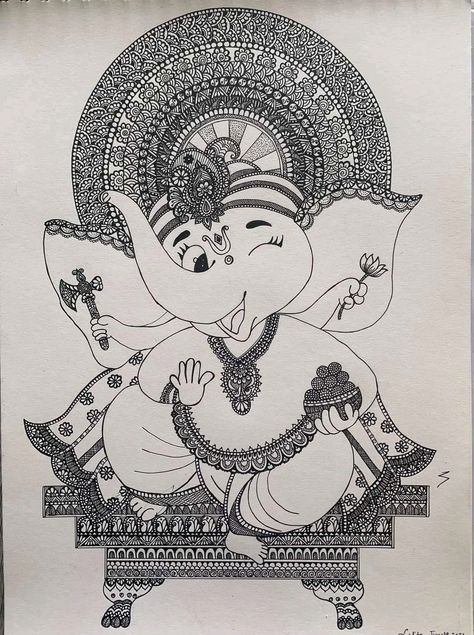 Ganesh Sketch, Bal Ganesh, Tiger Art, Mandala Design Art, Indian Gods, Mandala Design, Mandala Art, Ganesha, Design Art