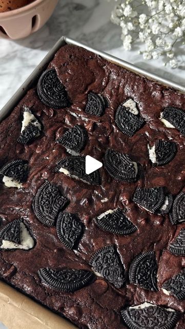 freya on Instagram: "cookie dough + oreo + nutella sheet + brownie =🤎  full detailed recipe on my blog, linked in bio 💓🥹  #brownie #baking #dessert #sweet #foodie" Frozen Nutella, Cookie Dough Oreo, Brownie Batter, Semi Sweet Chocolate Chips, Cookies Ingredients, White Chocolate Chips, Salted Butter, Granulated Sugar, Cocoa Powder