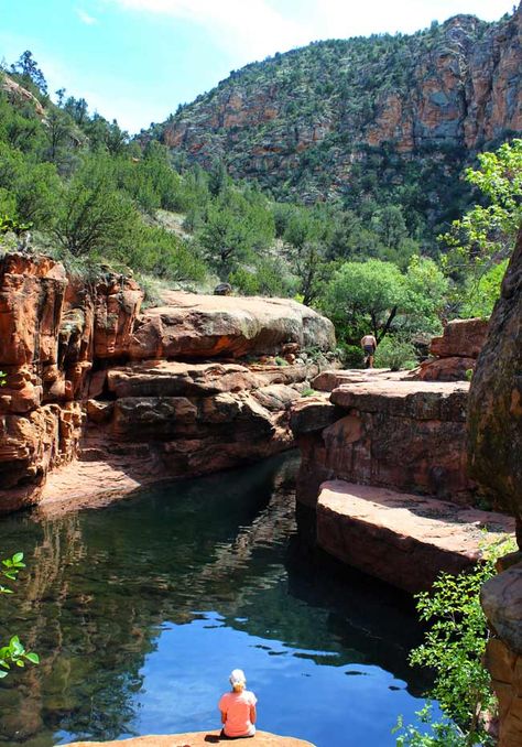 Bell Trail to "The Creek" is a beautiful hike, well worth the effort.  *Trail Information Included* Best Hikes In Sedona Az, Sedona Arizona Hikes, Best Hiking Trails In Sedona, Arizona Hikes, Devils Bridge Trail Sedona, Phoenix Travel, Sedona Vacation, Sedona Hikes, Sedona Travel