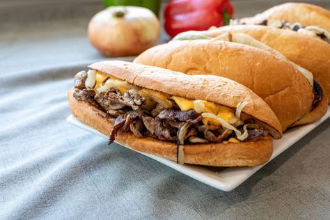 Brisket Cheesesteak, Camp Chef Recipes, Cheesesteak Sandwich, Flat Top Grills, Portable Oven, Cheesesteak Recipe, Outdoor Cooker, Cheese Steak Sandwich, Smoked Meats