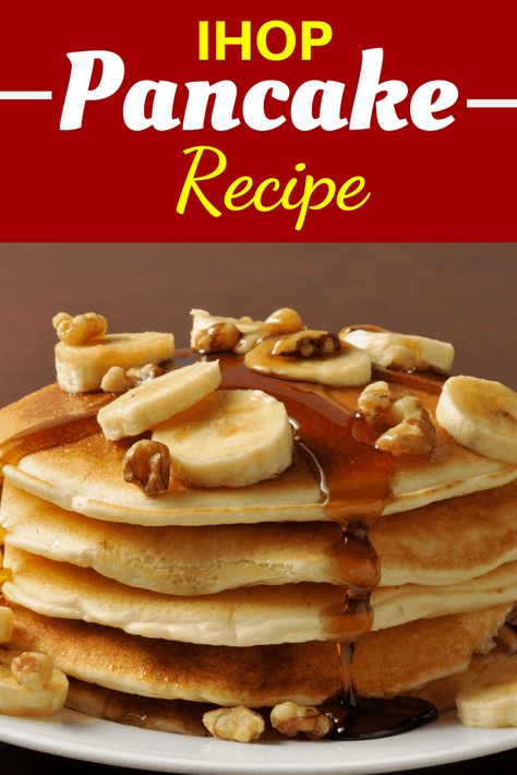 These copycat IHOP Pancakes are the perfect addition to your Saturday morning. Drizzle with some maple pecan syrup and you’ve got a perfect day in the making. Hop Recipes, Ihop Pancake Recipe Without Buttermilk, Ihop Pancake Recipe, Ihop Pancake Recipe Copycat, Ihop Food, I Hop Pancake Recipe, Pecan Syrup, Pancake Dispenser, Ihop Pancakes