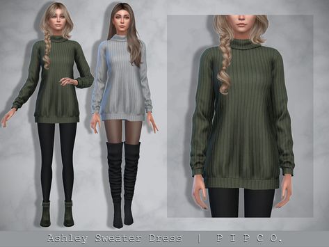 Sims 4 Cc Sweater Dress, The Sims 4 Winter Cc, Outfit Categories, Casual Fall Jacket, Sims Download, Cold Outfit, Cc Clothes, Cozy Sweater Dress, Sims Ideas