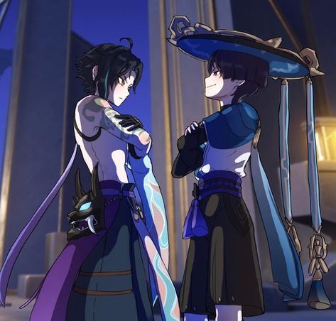 Bodyguard Xiao And Scaramouche, Xiaoscara Fanart, Xiao And Scaramouche Fanart, Xiao And Wanderer, Wanderer X Xiao, Scara X Xiao, Scaraxiao Fanart, Xiao X Scaramouche, Xiao And Scaramouche