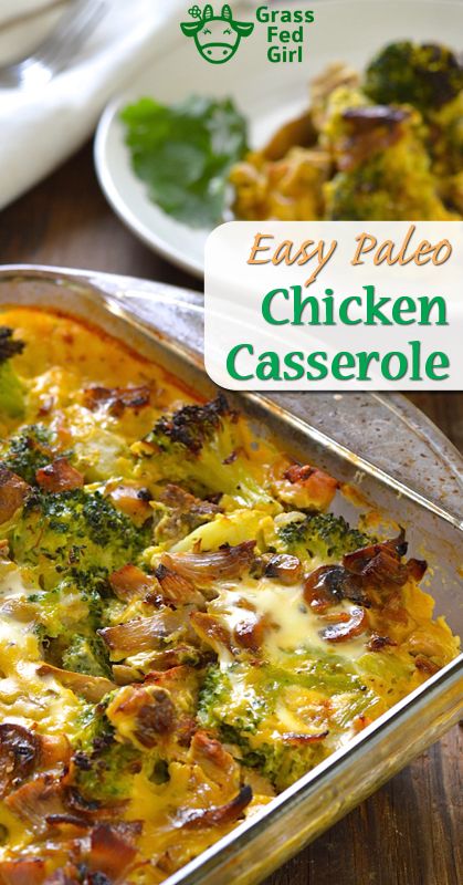 Recipe Chicken Broccoli Casserole Paleo| Grass Fed Girl Paleo Chicken Broccoli Casserole, Lego Recipes, Paleo Chicken Casserole, Easy Chicken Broccoli Casserole, Easy Paleo Chicken, Shred 10, Company Dinner, Paleo Foods, Bad Man