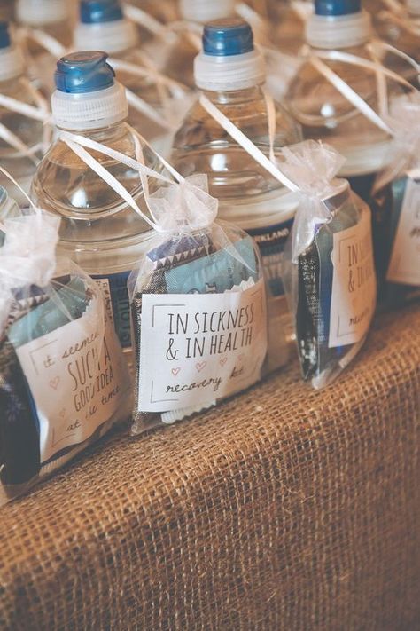 5 wedding favors your guests actually want | Kayla's Five Things | unique wedding favors | fun wedding favors- hangover kit Hangover Wedding Favors, Wedding Favours Hangover Kit, Affordable Wedding Favours, Inexpensive Wedding Favors, Creative Wedding Favors, Winter Wedding Favors, Hangover Kit, Best Wedding Favors, Wedding Favors Cheap