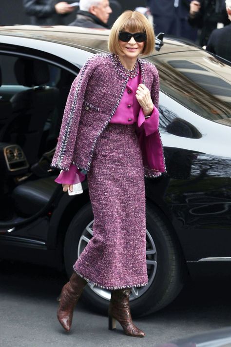 Anna Wintour Style, Fashion Week Dresses, Chanel Jacket, Anna Wintour, 60 Fashion, Olivia Palermo, Looks Chic, Casual Chic Style, Edgy Fashion