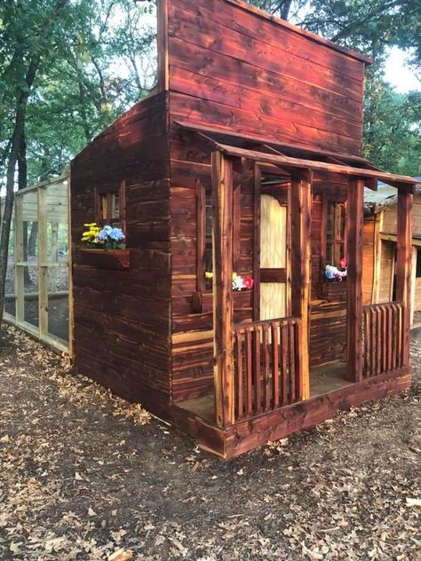 Part of our old west theme Old West Chicken Coop, Cardboard Projects, Old Western Towns, Mini Barn, Coop Ideas, Old Western, Chicken Ideas, Western Town, Diy Chicken