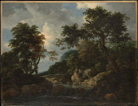 Jacob Van Ruisdael, Wooded Landscape, Forest Stream, Moody Landscape, Google Art Project, Wooded Landscaping, Johannes Vermeer, Dutch Painters, A4 Poster