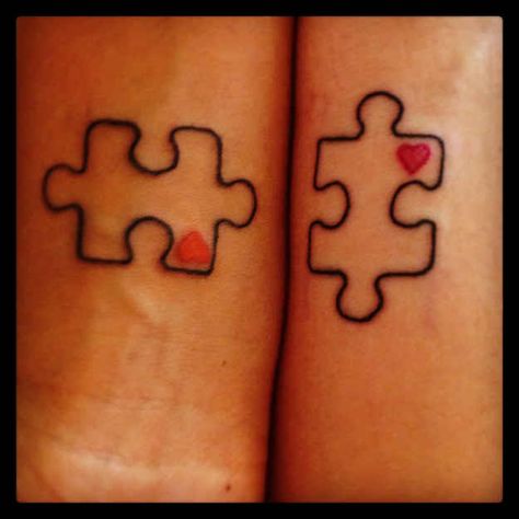 31 Insanely Cool And Adorable Matching Tattoos For Twins Puzzle Piece Tattoos, Pinky Tattoo, Puzzle Piece Tattoo, Puzzle Tattoos, Twin Tattoos, Cute Matching Tattoos, Tattoos Infinity, Couples Tattoo Designs, Pieces Tattoo