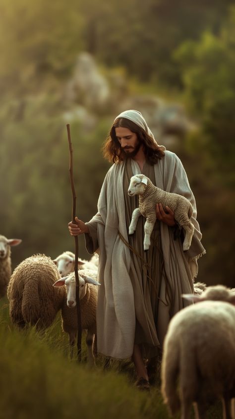 The Lord Is My Shepherd Wallpaper, The Lord Is My Shepherd Psalm 23, Jesus Is My Shepherd, Jesus With Sheep, The Chosen Wallpaper, Christmas Shepherds, Sheep And Shepherd, Jesus The Shepherd, Jesus With Lamb