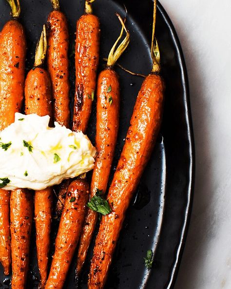 Harissa-Maple Carrots with Whipped Ricotta | Tried and True Recipes Maple Carrots, Side Dish Easy, Maple Roasted Carrots, Whipped Ricotta, Autumn Side Dishes, Tried And True Recipes, Whipped Feta, Thanksgiving Recipes Side Dishes, Lemon Ricotta