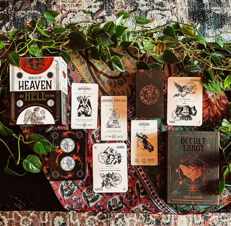 Balancing light and shadows with these two complimentary decks by @travis.mchenry. We have the Occult Tarot, following the Solomonic principles of demon conjuration and the Oracle of Heaven And Hell which combines the powers of goetic demons and Kabbalistic angels. Goetic Demons, King Belial, Occult Tarot, The Oracle, Heaven And Hell, The Occult, August 17, Light And Shadow, Decks