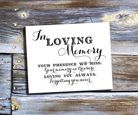 70% OFF THRU 7/28 ONLY In Loving Memory, Printable Sign for Wedding Memorial Table, Your Presence We Memorial Service Decorations, Wedding Memorial Table, Deep Christian Quotes, Memorial Table, Memory Table Wedding, Wedding Guest Signing, Gold Wedding Signs, Missing Quotes, Sign For Wedding