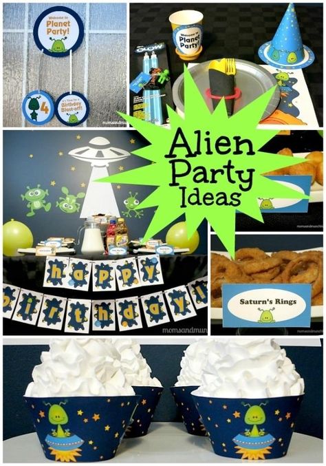 alien birthday party for a boy Alien Birthday Party Ideas, Spaceship Party, Alien Birthday Party, Space Themed Birthday Party, Alien Birthday, Space Themed Birthday, Themed Birthday Party Ideas, Planet Party, Alien Crafts