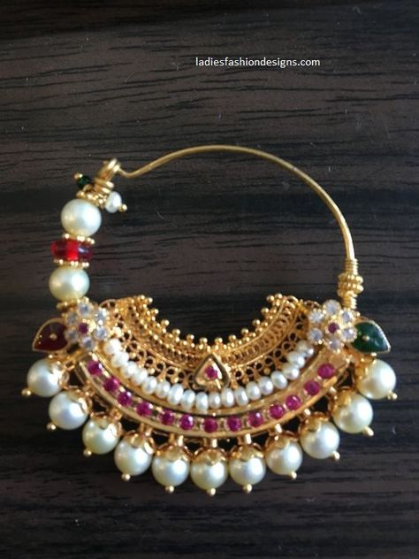 Beautiful Bridal Stylish Nose Ring with Long Chain Style - Fashion Beauty Mehndi Jewellery Blouse Design Rajputi Nose Nath Design, Nath Designs, Nath Design, Engagement Ring Non Traditional, Gold Nath, Bridal Nath, Rajasthani Jewellery, Nose Ring Designs, Necklace Women Gold