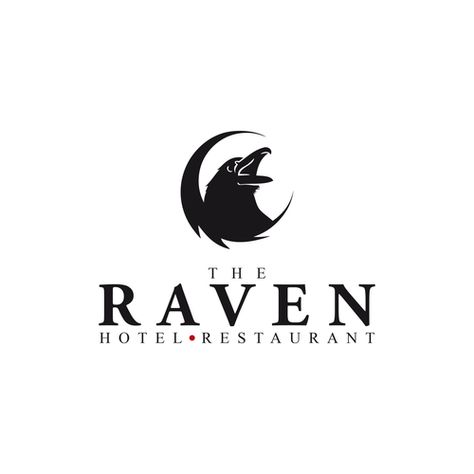 Crow Logo, Hotel Logo Design, Raven Logo, Hotel Logo, Black Raven, Logo Idea, Circle Logos, The Raven, Iconic Logo