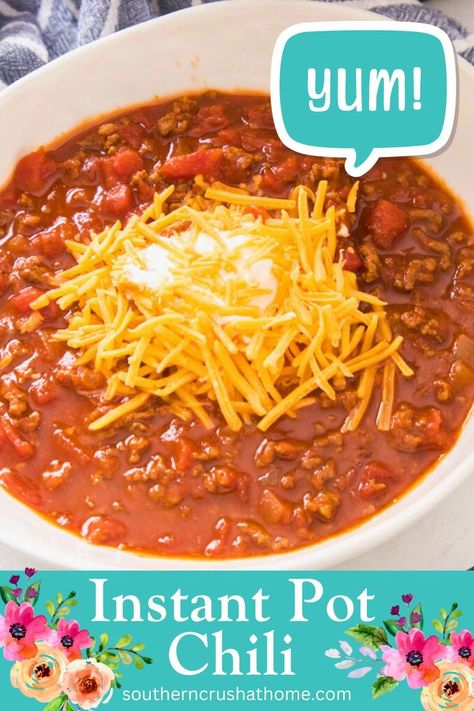 Pioneer Woman Instant Pot Chili Instant Pot Chili No Beans, Chili No Beans Recipe, Chili No Beans, Crockpot Chicken Taco Soup, Chili Instant Pot, Instant Pot Chili Recipe, Instant Pot Chili, Ground Beef Chili, Beef Chili Recipe