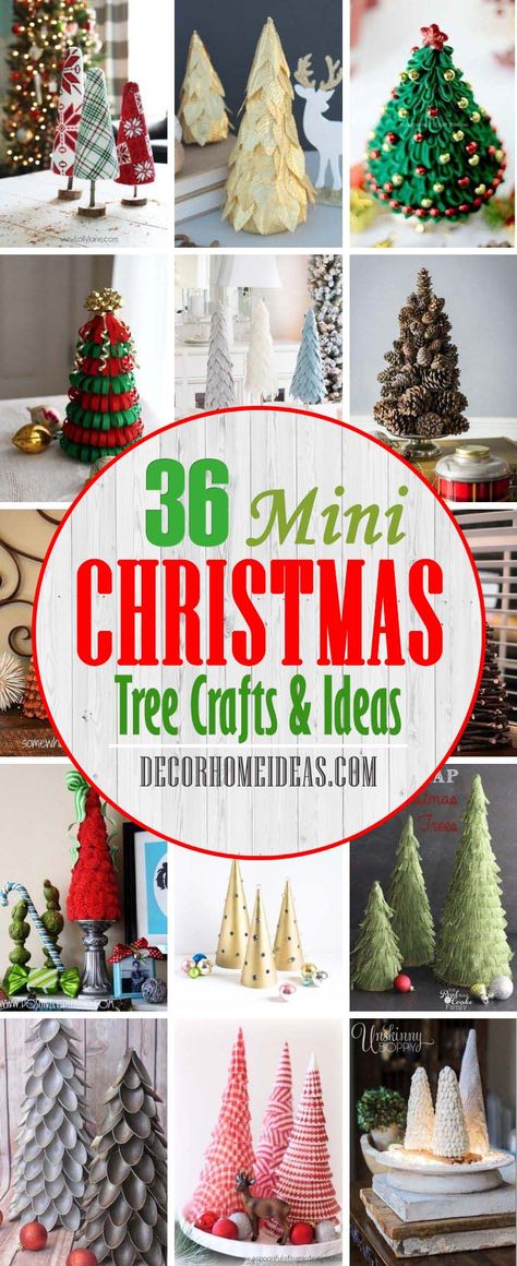 Best DIY Mini Christmas Tree Crafts. Add a little holiday cheer to your home with these festive tabletop DIY Christmas tree decorations! These Christmas tree crafts are fun, easy & kid-friendly #decorhomeideas Small Christmas Trees Ornaments, Diy Holiday Tree Decor, Diy Mini Trees Christmas, Diy Christmas Tree Crafts Ideas, Mini Styrofoam Trees, Craft Christmas Tree Ideas, How To Make Small Christmas Trees, Diy Tabletop Tree, Diy Ornaments For Mini Christmas Tree