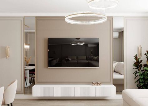 Beige Tv Unit, Monochrome Room, Tv Unit Decor, Interior Architects, Monochrome Interior, Home Door Design, Bright Living Room, Monochrome Design, Hall Decor