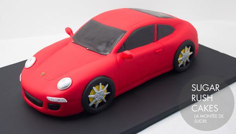 Red Porsche Cake Red Car Cake, Porsche Cake, Car Cakes For Men, Cars Theme Cake, Red Porsche, Cars Birthday Cake, Cake Templates, Sculpted Cakes, Buy Cake