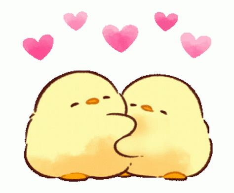 Cuddle Love Sticker - Cuddle Love You - Discover & Share GIFs Soft And Cute Chick, Hugging Drawing, Cuddle Love, Gif Lucu, Cute Chickens, Cute Animal Drawings Kawaii, Love Us, Cute Love Cartoons, Dibujos Cute