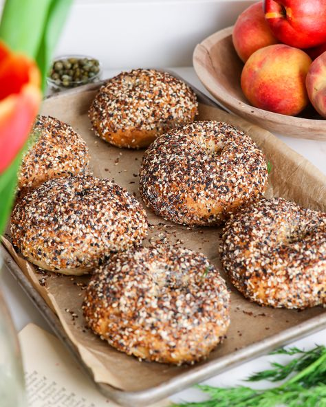 A crisp, dark crust with a chewy, dense center for the most perfect sourdough bagel! Easy Overnight Sourdough, Sourdough Bagel, Overnight Sourdough, Sourdough Bagels, Discard Recipes, Healthy Digestive System, Sourdough Recipes, Everything Bagel, Eat Dessert First