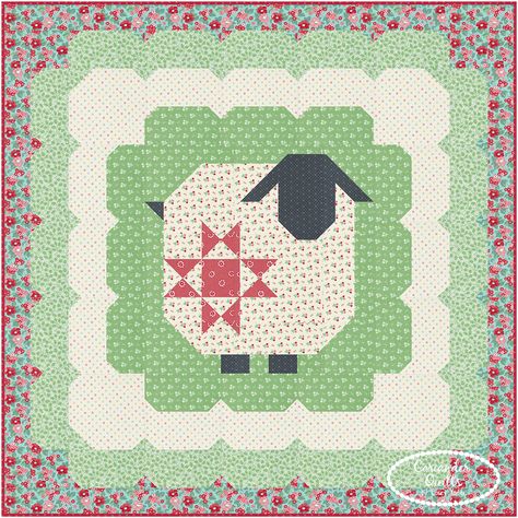 New Scrappy Block & $5 Pattern of the Month Wooden Barn Quilts, Sheep Quilt, Quilts For Kids, Log Cabin Quilt Blocks, Farm Quilt, Christmas Sewing Projects, Wooden Barn, Hanging Quilts, Quilt Tips