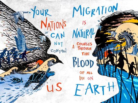 Immigration Art, Protest Art, Bird Migration, Poster Ideas, Pencil Sketch, Wall Art Designs, Collage Art, Poster Art, Sketch Book