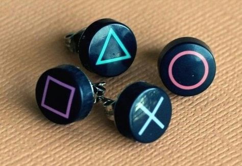 Playstation earrings Playstation Controller, Weird Jewelry, Quirky Earrings, Funky Earrings, Button Earrings, Clay Charms, Bijoux Diy, Fun Earrings, Cute Earrings