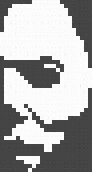 Alpha pattern #66017 | BraceletBook Crochet Graph Beanie Patterns, Horror Crochet Blanket Pattern, Crochet Grid Patterns Halloween, Horror Movie Alpha Patterns, Michael Myers Cross Stitch, Alpha Patterns Crochet Halloween, Horror Grid Pattern, Tapestry Crochet Patterns Free Easy, Perler Bead Patterns Horror