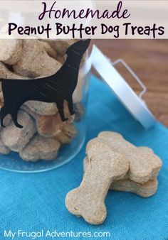 Easy, inexpensive and all natural homemade peanut butter dog treats!  My kids… Milk Bone Dog Treats, Homemade Peanut Butter Dog Treats, Peanut Butter Dog Biscuits, Homemade Milk, Peanut Butter Dog Treats, Dog Treats Homemade Recipes, Bone Dog, Puppy Treats, Homemade Peanut Butter