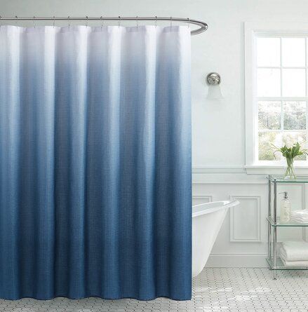 Ombre Shower Curtain, Waffle Weave Shower Curtain, Contemporary Shower, Curtain Texture, Shower Curtain Rods, Shower Curtain Set, Modern Bathroom Decor, Shower Curtain Hooks, Shower Curtain Rings