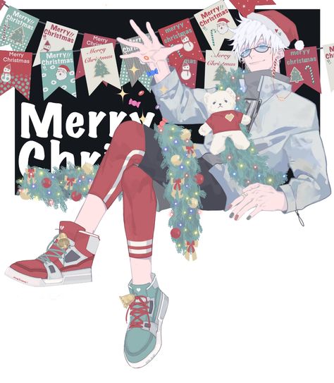 Satoru Gojou/#3236542 | Fullsize Image (3426x3928) - Zerochan Gojo Satoru Christmas, Jjk Christmas, Gojo Satoru Fanart, Jjk Matching, Christmas Fanart, Christmas Pfps, Gojou Satoru, Jujitsu Kaisen, Anime Christmas