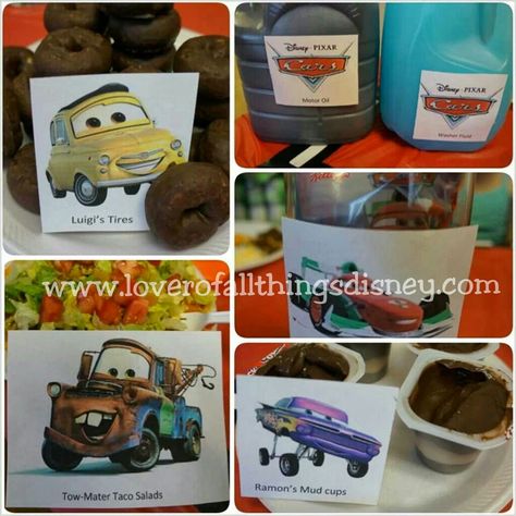 Lover of all Things Disney: Cars Disney Dinner Disney Dinner And Movie Night, Fun Magazine, Car Food, Disney Dinner, Disney Movie Night, Tow Mater, Disney Recipes, Taco Salads, Cars Disney