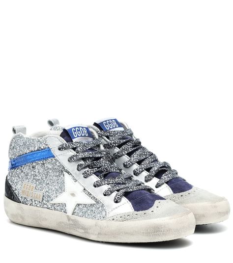 Mid Star Glitter Sneakers - Golden Goose Deluxe Brand | mytheresa.com Golden Goose Mid Star, Golden Goose Mid, Marc Jacobs Logo, Preppy Shoes, Goose Sneakers, Glitter Sneakers, Cute Sneakers, Golden Goose Sneakers, Shoe Inspo