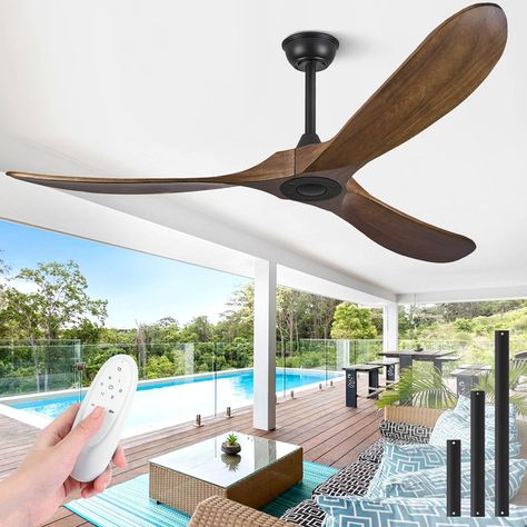 PRICES MAY VARY. 【SOLID WOOD FAN BLADES】This indoor/outdoor ceiling fans without light, the 3 blades are carved from walnut that has been grown for over 20 years, with clear texture finishes, rigorous handcraft process, and smooth and delicate surface. With an aerodynamic design, all the blades have gone through hundreds of professional balanced tests to ensure the fan spins stably 【SILENT BRUSHLESS DC MOTOR】The modern ceiling fan features 6 speed levels and a timer function. It operates quietly Motor Dark, Ceiling Fan For Living Room, Fan For Living Room, Ceiling Fan No Light, Porch Modern, Dining Room Ceiling Fan, Wooden Ceiling Fans, Transitional Ceiling Fan, Wood Ceiling Fan