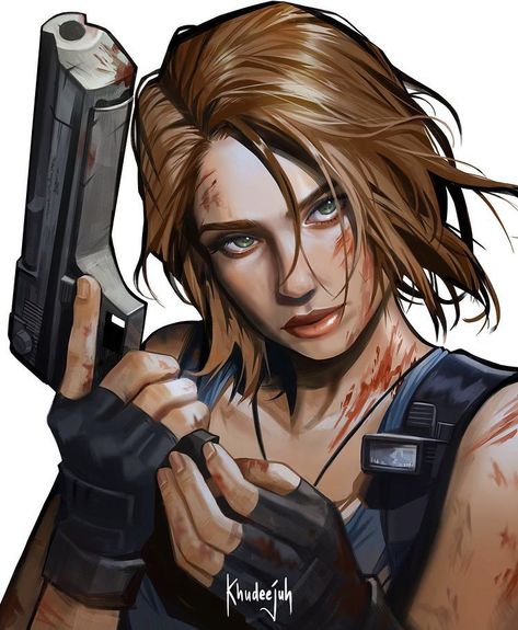 Jill Valentine Icon Fanart, Resident Evil Fanart Jill, Jill Valentine Drawing, Jill Valentine Fanart, Resident Evil Oc, Jill Resident Evil, Resident Evil Art, Resident Evil Tattoo, Jill Sandwich