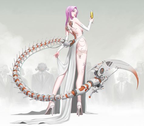 ArtStation - White Scorpion Alien Comic, Witch Hunter, Cyborgs Art, Art Outfits, Anime Monsters, Arte Robot, Cyberpunk Character, Game Character Design, Robot Concept Art