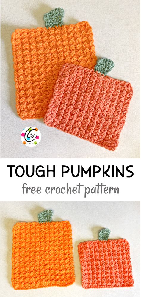 Weekly Wash #44: Tough Scrubber Pumpkins - snappy tots Cotton Yarn Crochet, Crochet Pot Holders Free Pattern, Kitchen Crochet, Crochet Holiday, Crochet Scrubbies, Crochet Hot Pads, Crochet Unique, Fall Crochet Patterns, Fall Crochet