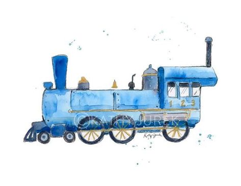 Train Nursery, Pencil Texture, Train Wall Art, Train Decor, Blue Train, Boys Room Wall Art, Toddler Boys Room, Train Art, Fine Art Giclee Prints