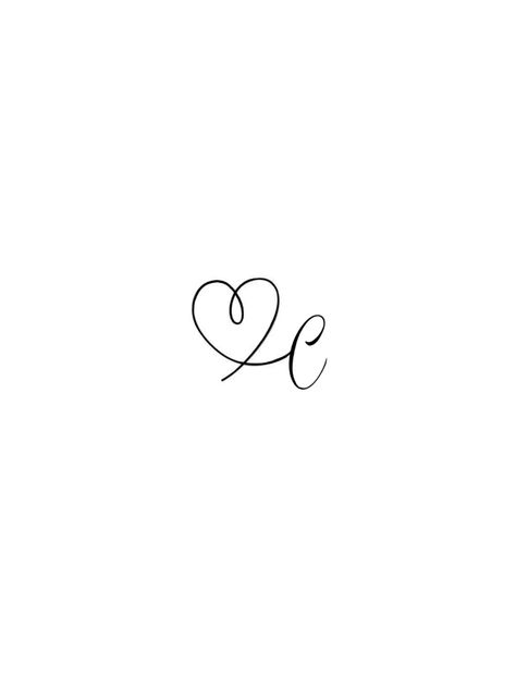 U Initial Tattoo, Cc Tattoo Initial, Cj Tattoo Initials, Letter S Tattoo Ideas Initials, C Letter Tattoo Design, E Tattoo Letter Heart, C Heart Tattoo, Tattoo Letter C, Cursive C Tattoo