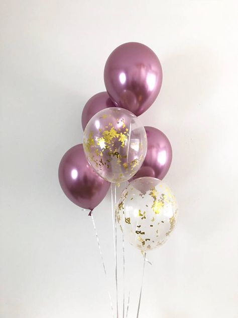 NEW Chrome Mauve Balloons Mauve Balloons Gold Confetti Chrome Mauve Balloons, Deco Ballon, Baby Shower Wreath, Glitter Balloons, Mauve Wedding, Gold Confetti, Confetti Balloons, Helium Balloons, Balloon Art