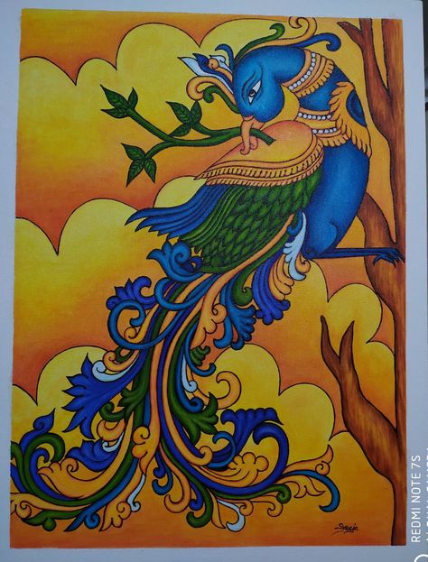 Peacock Mural Painting, Mural Painting On Canvas, Peacock Mural, Rama Krishna, Mural Paintings, Lotus Flower Art, Kerala Mural Painting, Nature Art Drawings, Wallpaper Images Hd