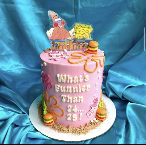 25th Birthday Cake Ideas For Her, Spongebob Costumes, Kendall Birthday, 25th Bday, 25 Birthday, 25th Birthday Cakes, Spongebob Cake, Spongebob Birthday Party, 25th Birthday Parties