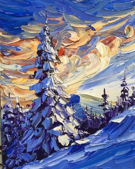 Beautiful Acrylic Painting, Acrylic Painting Ideas For Beginners, Free Painting, Výtvarné Reference, Acrylic Painting Ideas, Painting Ideas For Beginners, Painting Snow, Kunst Inspiration, Winter Painting