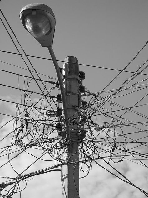 Scott Bergey, Electric Pole, Tangled Wires, Puerto Vallarta Mexico, Light Pollution, Urban Life, Black And White Photographs, Urban Landscape, Black And White Photography