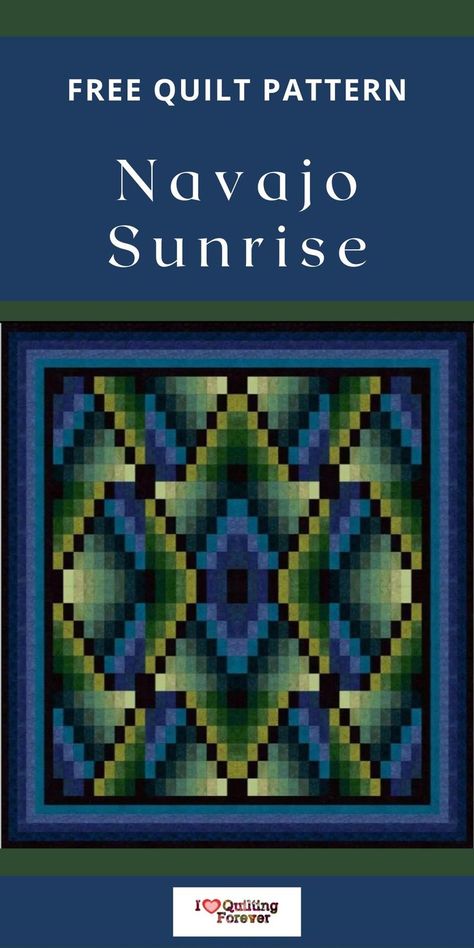 Free Quilt Pattern: Navajo Sunrise Quilt Southwest Quilt Patterns, Labrynth Quilt Pattern, Bargello Quilts Tutorial, Sunrise Quilt, Native American Quilt Patterns, Easy Quilt Tutorials, Bargello Quilt Patterns, Native American Quilt, Southwest Quilts