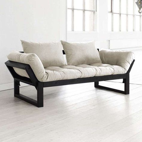 Fresh Futon Edge Black Convertible Futon Sofa Natural - EDGEBL001 Sofa Bed Black, Iron Furniture Design, Sofa Bed Frame, Welded Furniture, Metal Sofa, Wooden Sofa Designs, Furniture Design Chair, Bed Black, Sofa Bed Design