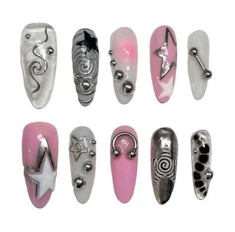 Nails With Piercing Charms, Nails With Piercing, Nail Piercing, Generator Accessories, Really Cute Nails, Cool Nail Designs, Nails Inspo, Nail Ideas, Cute Nails